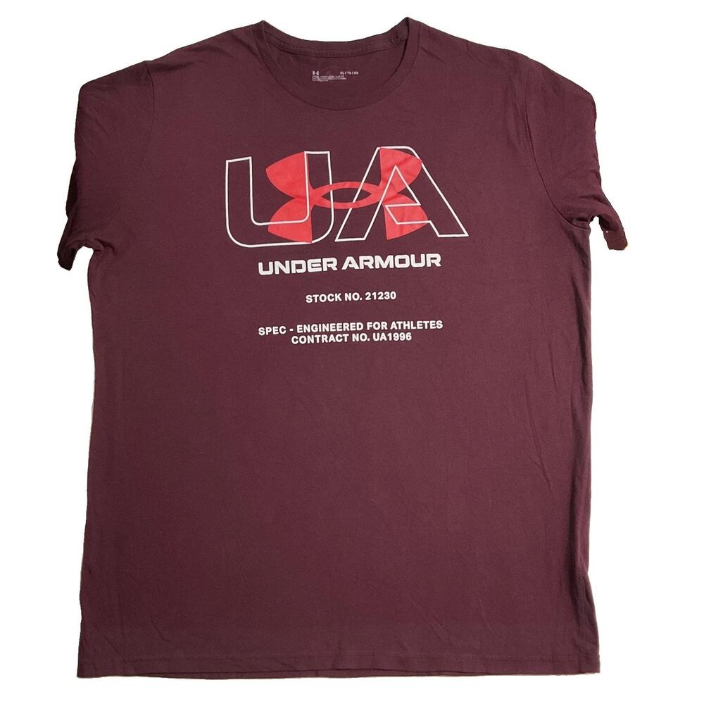 Under Armour Men Shirt XL Burgundy USA Under Armour Activewear Logo Short Sleeve